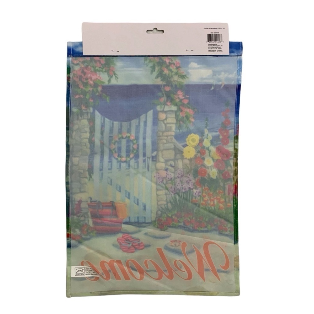 Garden Yard Flag Coastal Nautical Welcome Floral Flag Blue Multicolor 12 X 18 in - Picture 10 of 11